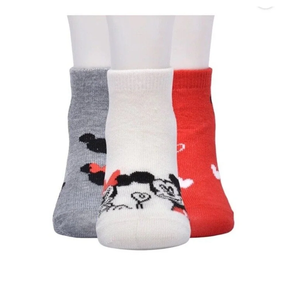 Disney Mickey Minnie Girl Toddler Ankle Socks 2 Packs of 3, 6-pairs New - Cute!!